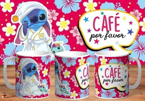 Taza Stitch Cafe Por Favor Good Morning Disney
