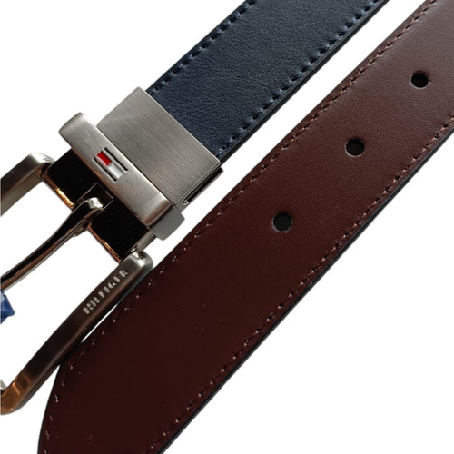 Cinturon Reversible Tommy Hilfiger Azul Marino Y Marron Oscu
