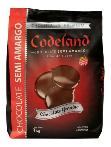 Chocolate Cobertura Codeland Semiamargo X 1kg - Cotillón Waf