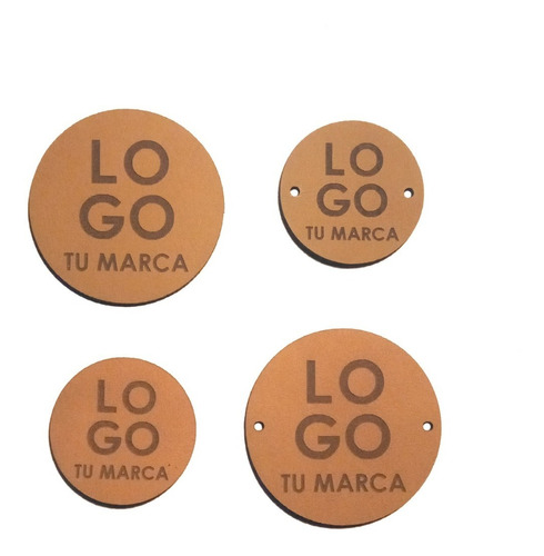 100 Etiquetas Ecocuero 2x2cm Marron Redo Corte/grabado Laser