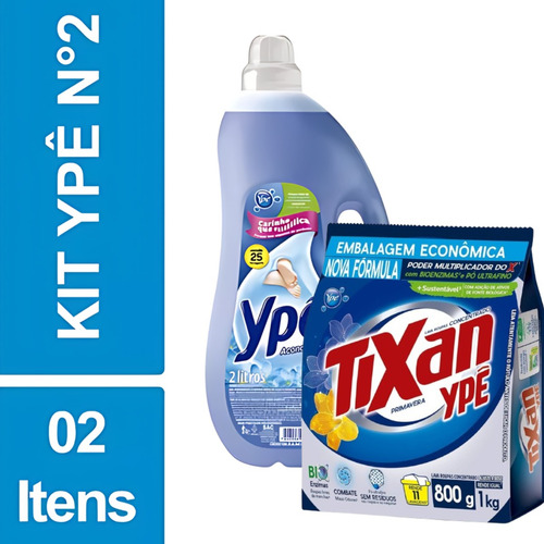 Kit Sabão Ype Primavera Sachê 800g + Amaciante Aconchego 2l