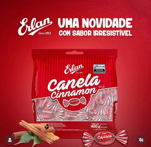 Bala De Canela Erlan 400g Sabor Picante
