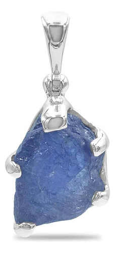 Dije De Tanzanita En Bruto 15 Quilates En Plata De Ley Color Azul Acero