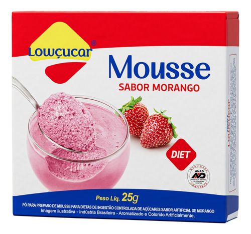 Mistura Mousse Diet Lowçucar 25g Sabores Diversos Kit Com 12