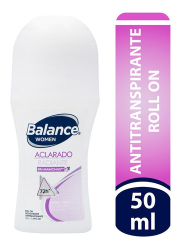 Imagen 1 de 4 de Desodorante Balance Roll On Aclarado Radiante Mujer 50ml