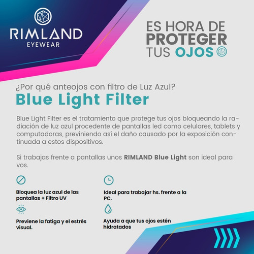 Imagen 6 de 8 de Filtro Luz Azul Anteojos Rimland Horny Translúcido Rosa