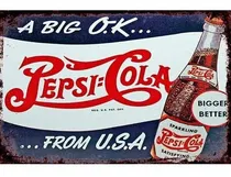 Comprar Cartel Chapa Pepsi Cola Retro Vintage Mide 30 X 20