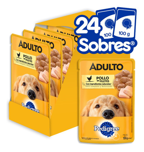 Alimento Pedigree Para Perro Adulto X 24 Sobres 100g C/u 