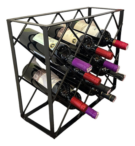 Adega Suporte Para Garrafas Vinho Ferro Estilo Industrial Cd Cor Preto