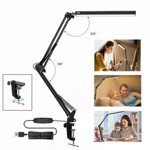 Comprar Vakrny Mxe-025 Lámpara De Escritorio Led Con Brazo Oscilante De 360 3 Modo Lámpara Led Escritorio Con Brazo Oscilante 3 Color 10 Brillo