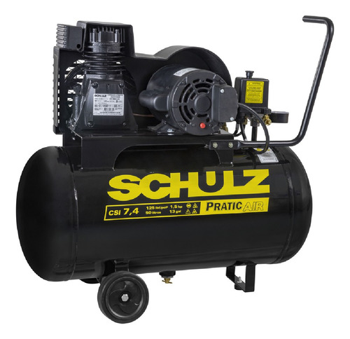 Compressor de ar elétrico portátil Schulz Pratic Air CSI 7.4/50 monofásica 46L 1.5hp 127V 50Hz/60Hz preto