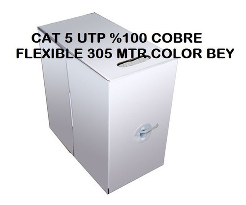 Cable De Red Cat5e %100 Cobre Caja 305 Mtr Gris  Flexible 