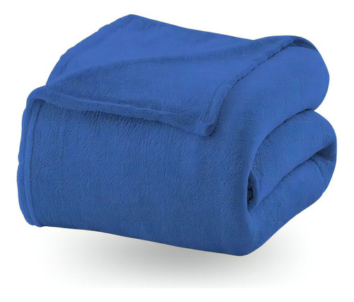 Manta Microfibra Lisa Casal Cobertor Soft Veludo 2,00mx1.80m Cor Azul