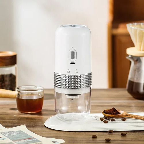 Moledor De Café Y Especias Inalámbrico Portátil Cerámica Usb Color Blanco