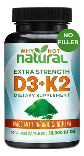 Vitamina D3 K2 (mk-7) Con Espirulina Orgnica, Suplemento Ext