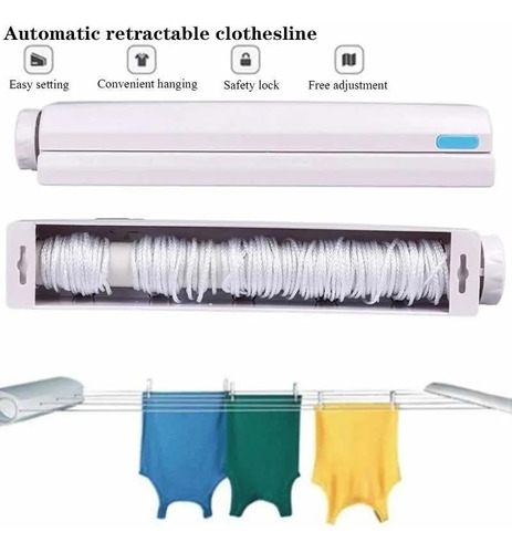 Tender Extensible 5 Sogas Retractil Tendedero Ropas 3.75m Blanco