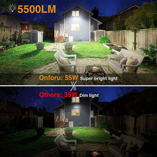 Onforu 55w Led Security Light, 5500lm Super Bright Outdoor F