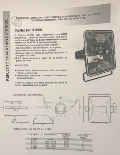 Reflector  Marca Splendor Solo Carcaza 1000w-1500w- 2000w .