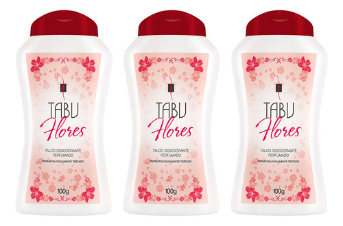 3x Talco Tabu Perfumado 100g Fragrâncias Deixa Pele Cheirosa