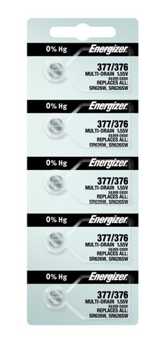 X 5 Pilas Energizer 377 Sr626sw Oxi Plata Centro San Martin