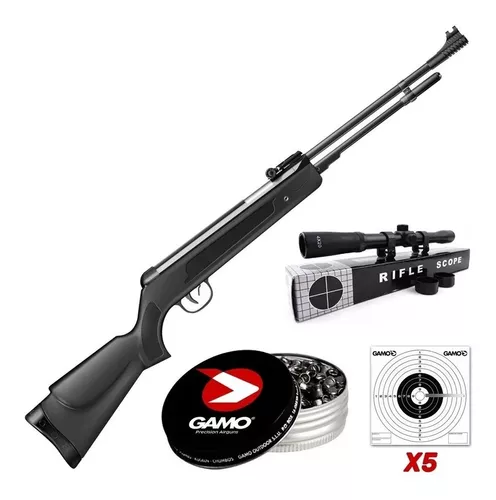 Rifle Aire Comprimido Gamo Black Shadow 5,5 + Mira + Balines