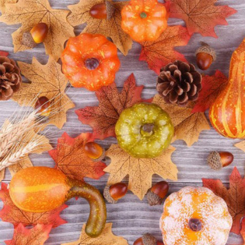 50 Piezas Decoración Navideña De Calabazas Y Hojas De Arce L