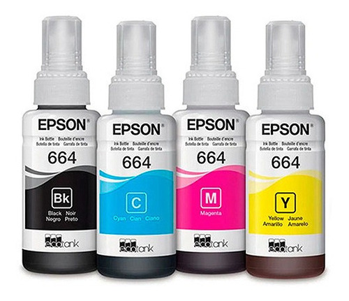 Combo Tinta Epson L200 4 Colores 70ml T664 Original Td