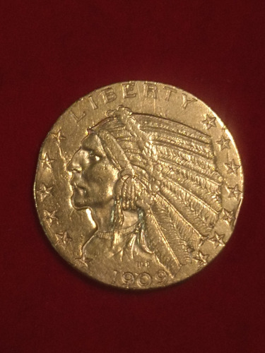 Moneda De Oro Media Aguila 5 Dólares 1909 Denver (Usado)