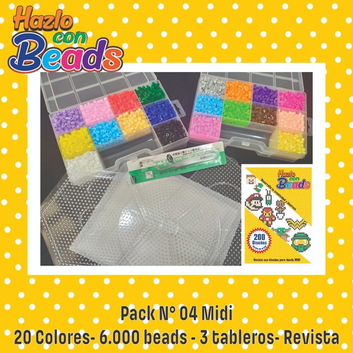 Imagen 1 de 7 de Pack N° 04 Midi 20 Colores- 6.000 Beads - 3 Tableros-revista