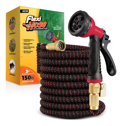 Flexi Hose Con Boquilla De 8 Funciones, Manguera De Jardin L