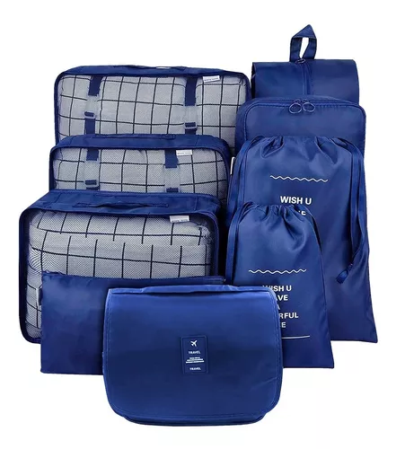 Set organizador de viaje 8 piezas azul marino