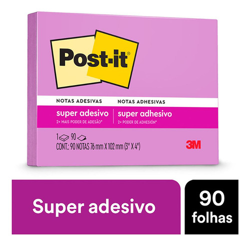Bloco De Recado Auto Adesivo Roxo Post-it 102 X 76mm - 3m