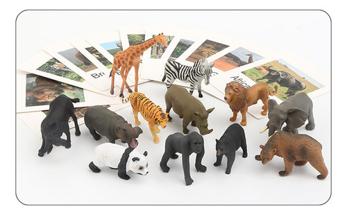 12 Piezas Mini Figuras De Animales Con Animales Salvajes