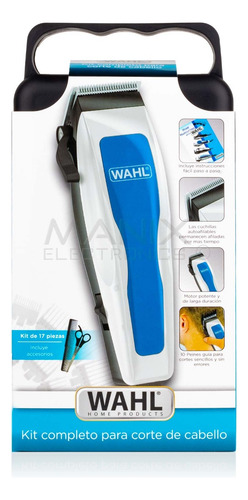 Recortadora Wahl Complete Haircutting 17PC Kit 79420-200 blanca y azul