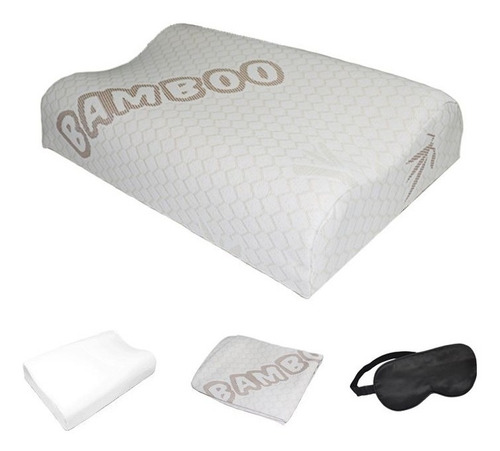 Almohada Viscoelástica - Memory Foam + 2 Fundas + 1 Antifaz 