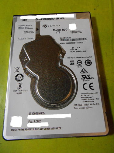 Disco Rigido Sata Seagate 1tb - St1000lm035 - Notebook Plateado (Usado)