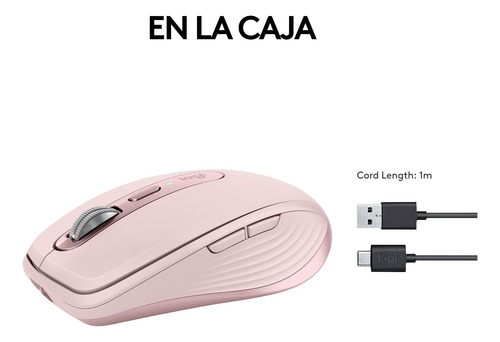 Mouse Inalámbrico Compacto Logitech Mx Anywhere 3s Rosado