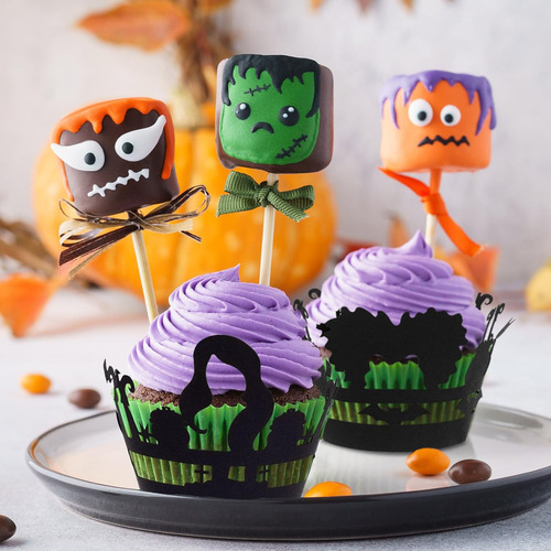 60 Envoltorios Para Cupcakes De Halloween, Diseño De Castill