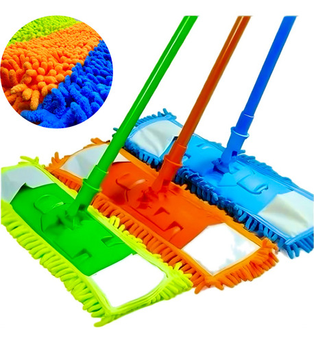 6 Trapeador Mop De Microfibra Rectangular Piso Sacudidor