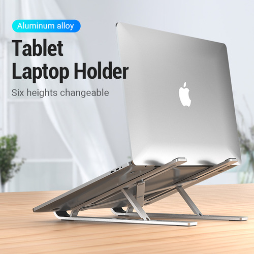 Base Soporte Para Laptop Aluminio Ajustable Plegable Ligero Plateado