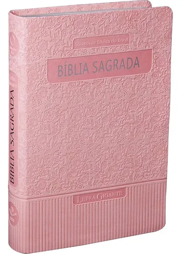 Bíblia Sagrada Letra Gigante Capa Couro sintético Rosa claro Alme...