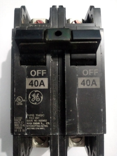 Breaker  Superficial 2x40 Amp General Electric 110/220v