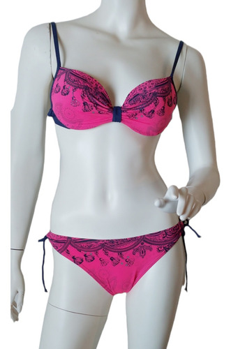 Traje De Baño Bikini Fucsia Azul Para Dama Mujer Talla S