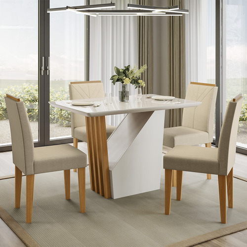 Juego De Comedor Vezna Amada 4s Vekka Color Beige