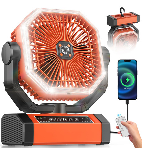 Ventilador Recargable Portátil De 22.86 Cm Con 20000 Mah De