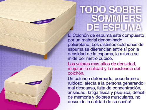 Colchon 1 1/2 Plaza Espuma Alta Densidad 30 Kg Doble Pillow Color Bordó