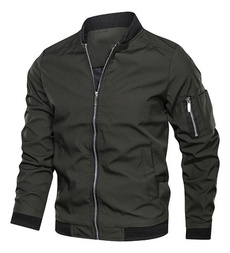 Hombre Casual Chamarra Ligera Bomber Varsity Rompevientos