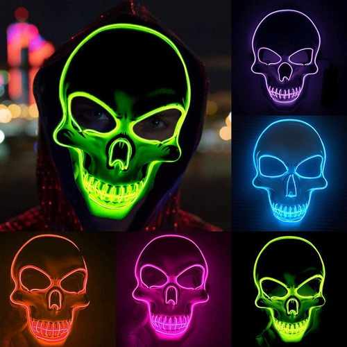 Mascara Led C/ Luz Led/neon Calavera Dia De Muertos Sy-mj05