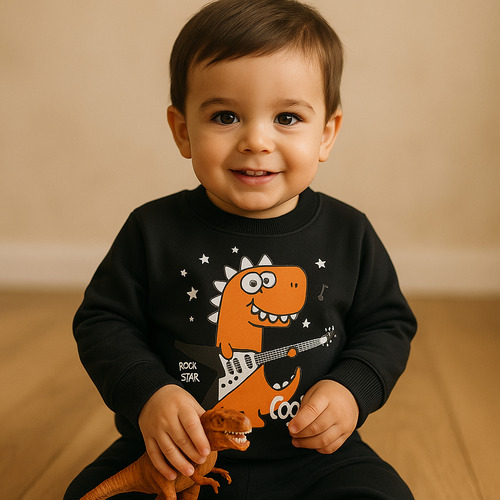 Buzo Friza Para Bebe Estampa Dino 8 A 24meses Super Abrigado