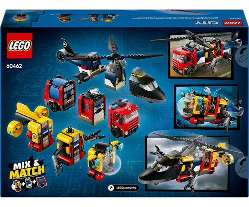 Lego City: Helicóptero, Camión De Bomberos Y Submarino 60462